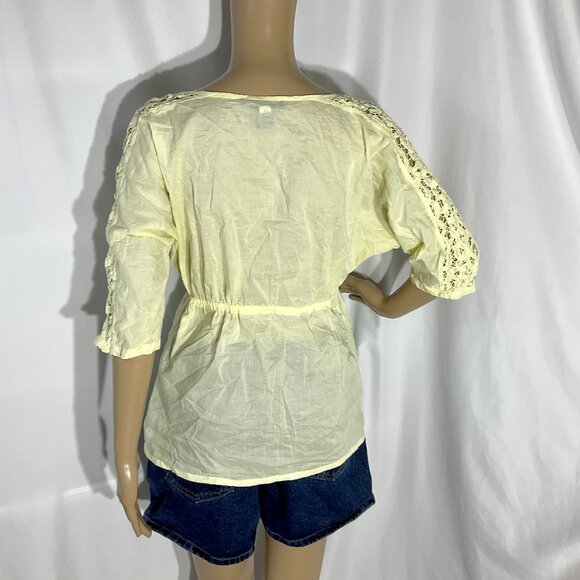 Yellow Flowy 3/4 Sleeve Top Sz Med Willi Smith - Picture 3 of 11